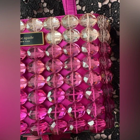 Kate Spade Sam Icon Candy Beaded Satin Small Tote Bag - Picture 4 of 16